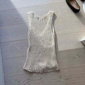 Massimo Dutti Women's Cream and White Jumper Boat Neck